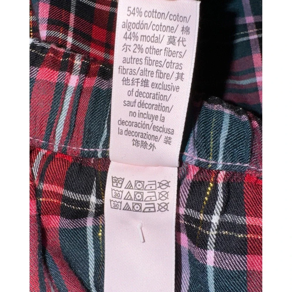 Victoria's  Secret Flannel Pajama 2 Pc Tartan Holiday Plaid Gold Cozy Warm Sz L